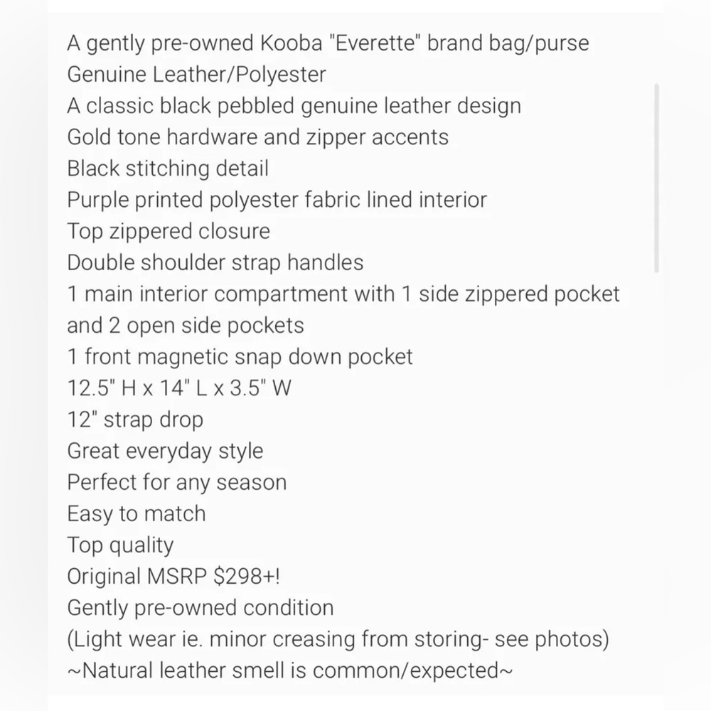 Kooba Everette Tote/ Shoulder Bag Black Leather - Picture 7 of 7